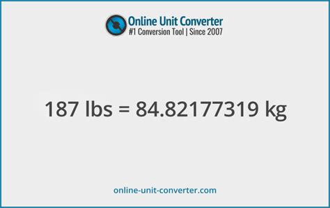 187lb in kg|187 lbs to kg converter. Convert 187 pounds to kilograms